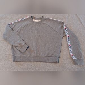 Vans Womens Small Crop Sweatshirt Heather Grey I Heart My Vans down the arms